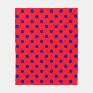 Blue On Red Polka Dots Pattern Design  Fleece Blanket