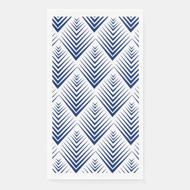 Blue on White Fan Flowers Art Deco Pattern    Napkin (Front)