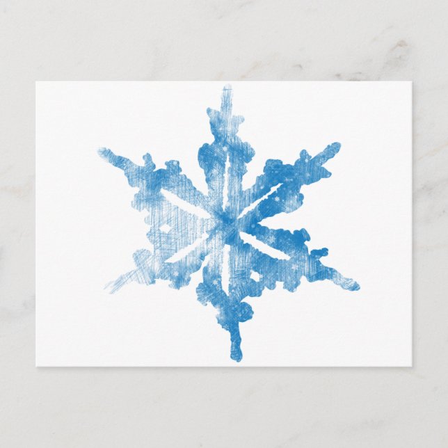 Blue on White Frosty Snowflake design Postcard (Front)