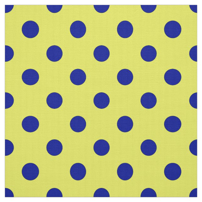 Blue On Yellow Polka Dots Pattern Design  Fabric (Swatch)