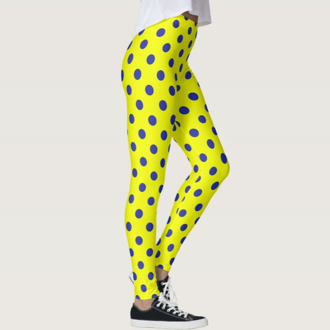 Blue On Yellow Polka Dots Pattern Design  Leggings (Creator Uploaded)
