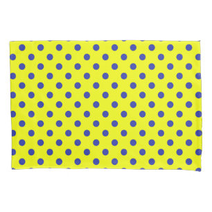 Blue On Yellow Polka Dots Pattern Design Pillowcase