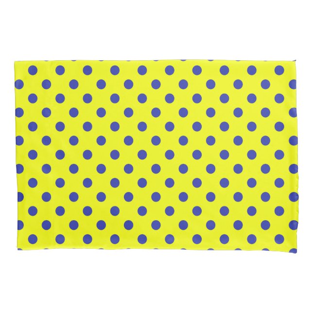 Blue On Yellow Polka Dots Pattern Design  Pillowcase (Front)