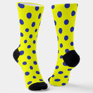 Blue On Yellow Polka Dots Pattern Design  Socks