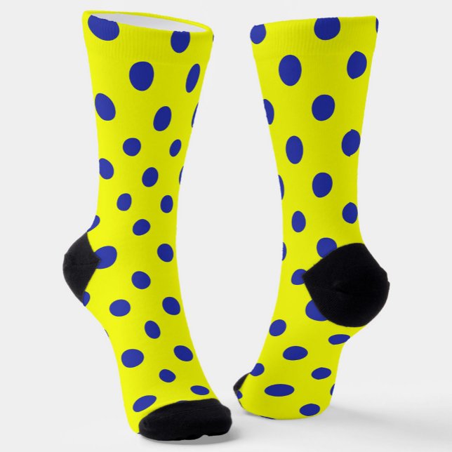 Blue On Yellow Polka Dots Pattern Design  Socks (Creator Uploaded)