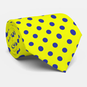 Blue On Yellow Polka Dots Pattern Design Tie