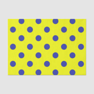 Blue On Yellow Polka Dots Pattern Design  Tissue Paper