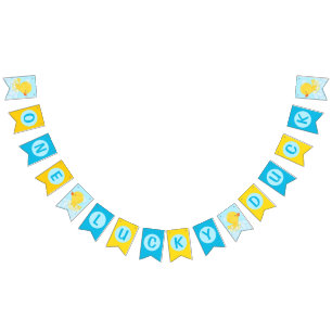 Blue One Lucky Duck Hanging Bunting Banner