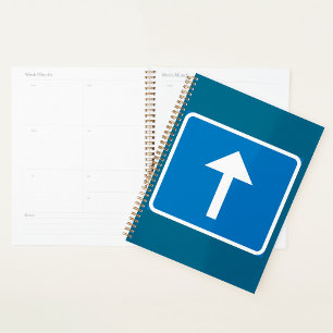 Blue One-Way Traffic Sign Up Arrow Road Symbol  Planner