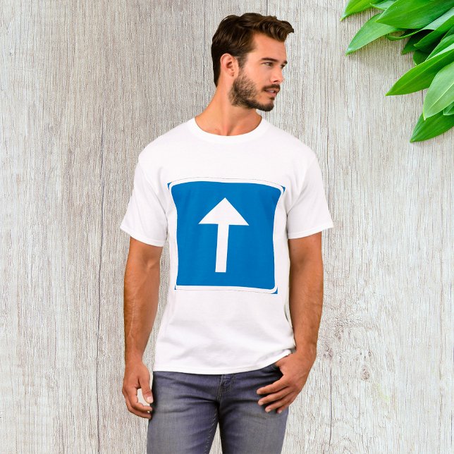 Blue One-Way Traffic Sign Up Arrow Road Symbol  T-Shirt (Creator Uploaded)