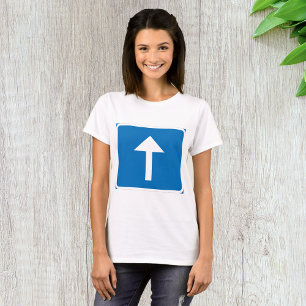 Blue One-Way Traffic Sign Up Arrow Road Symbol T-Shirt
