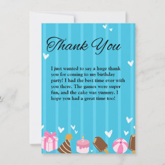 Blue one year birthday Flat Thank You Card