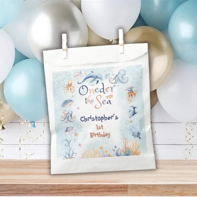 Blue Oneder the sea boys 1st birthday Favour Bag (Creator Uploaded)