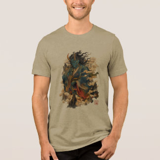 Blue Oni Demon Warrior | Japanese Yokai Mythology Tri-Blend Shirt
