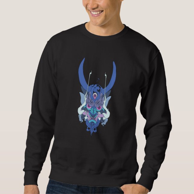Blue Oni Mask Japan Demon Mythology Devil Sweatshirt (Front)
