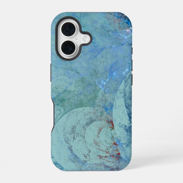 Blue Opal Abstract  iPhone 16 Case (Back)