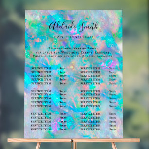 blue opal beauty salon price list acrylic sign