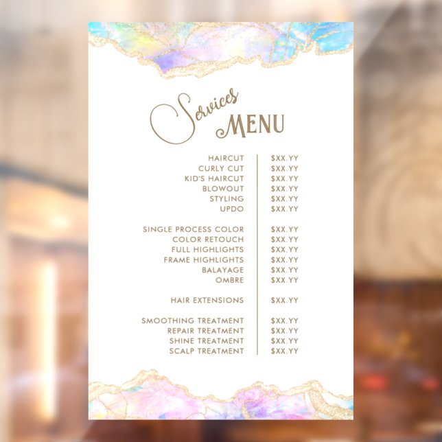 Blue Opal Design Services Menu (Sheet 2)