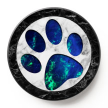 Blue Opal Dog Paw grey Luxury Pet Lover Design