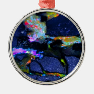 Blue Opal Multicolor Rocks Organic Metal Ornament