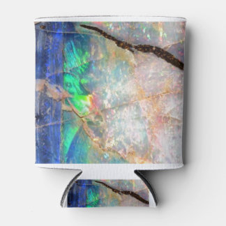 Blue Opal Print Can Cooler