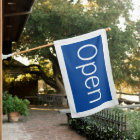 BLUE OPEN SIGN FLAG