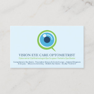 Blue Optometrist Ophthalmologist Eye Specialist Business Card