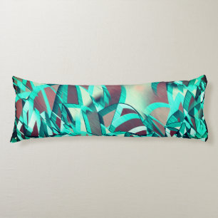 Blue or cyan streaks on red, drizzled image body cushion