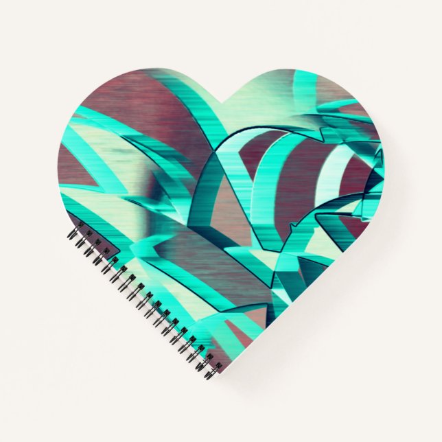 Blue or cyan streaks on red, drizzled image notebook (Front)