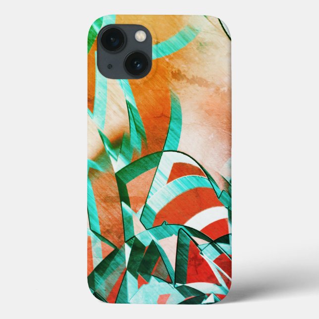 Blue or cyan streaks over rustic reddish orange Case-Mate iPhone case (Back)