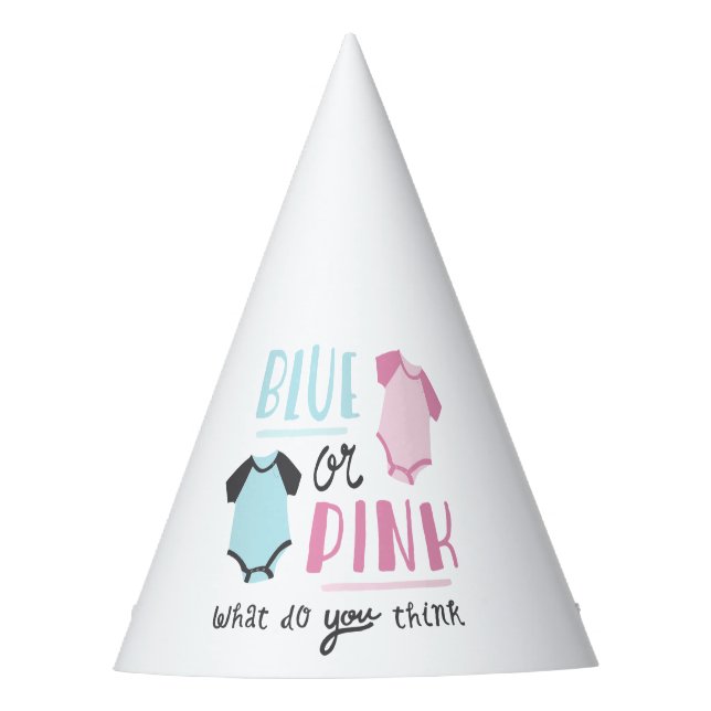 Blue or Pink Baby Gender Reveal Party Shower Hat (Front)
