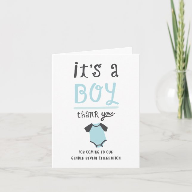 Blue or Pink Baby Gender Reveal Thank You | Boy (Front)