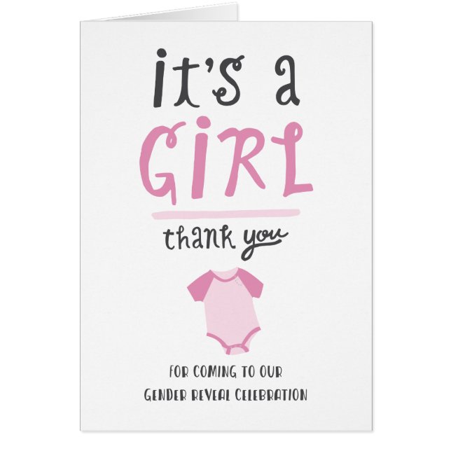 Blue or Pink Baby Gender Reveal Thank You | Girl (Front)