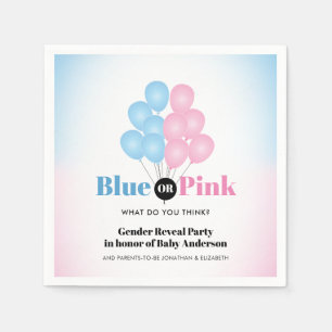 Blue or Pink Balloons Gender Reveal Party Napkin