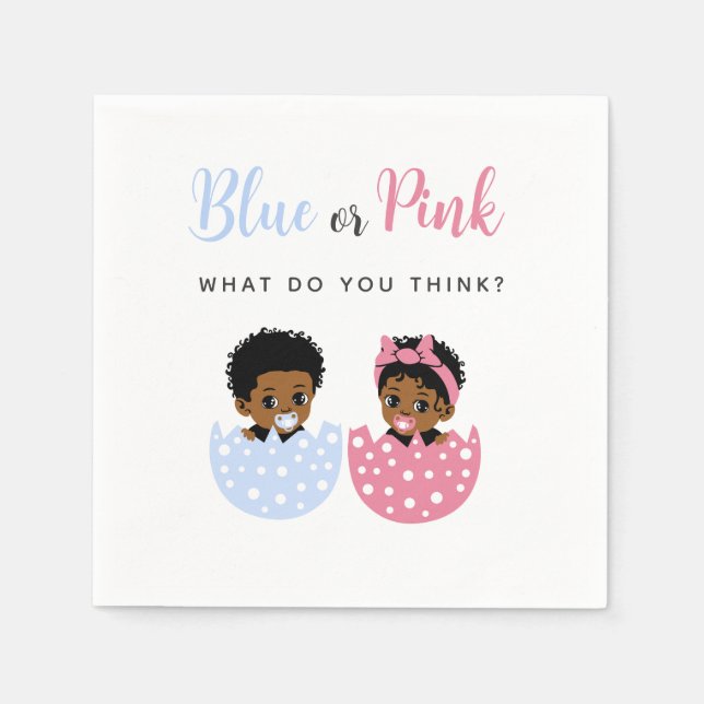 Blue or Pink Black African American Baby in Egg Napkin (Front)