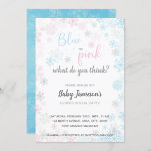 Blue or Pink   Frozen Gender Reveal Baby Shower Invitation