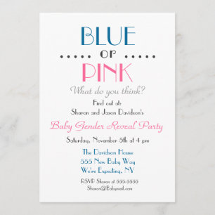 Blue or Pink Gender Reveal Invitation