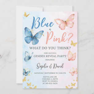 Blue or Pink Gender Reveal Party Invitation