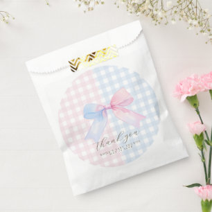 Blue or Pink Gingham Bow  Favor Bag