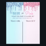 Blue or Pink Glitter Look Gender Reveal Voting  Photo Print<br><div class="desc">This design may be personalised in the area provided by changing the photo and/or text. Or it can be customised by clicking Personalise this Template and then choosing the click to customise further option and delete or change the colour of the background, add text, change the text colour or style,...</div>