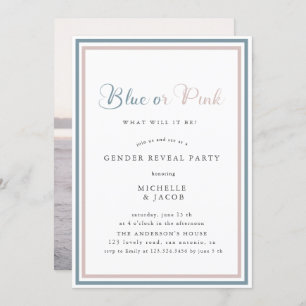 Blue or pink modern Gender Reveal Invitation