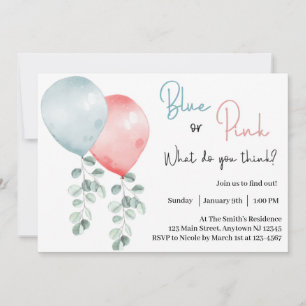 Blue or Pink What Do You Think Gender Reveal Invitation