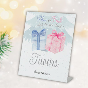 Blue or Pink What do you think Invitation Pedestal Sign
