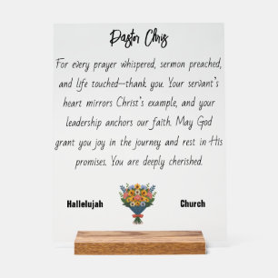 Blue Orang Flower Pastor Appreciation Acrylic Sign