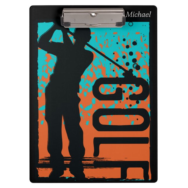 Blue Orange Abstract Art Golf Clipboard (Front)