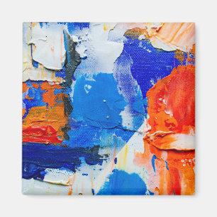 Blue & Orange Abstract Painting Abstract Art Abstr Magnet