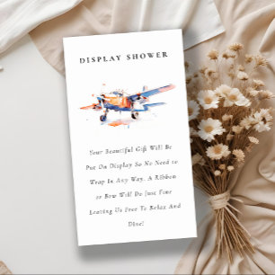 Blue Orange Airplane Diaper Shower Baby Shower Enclosure Card
