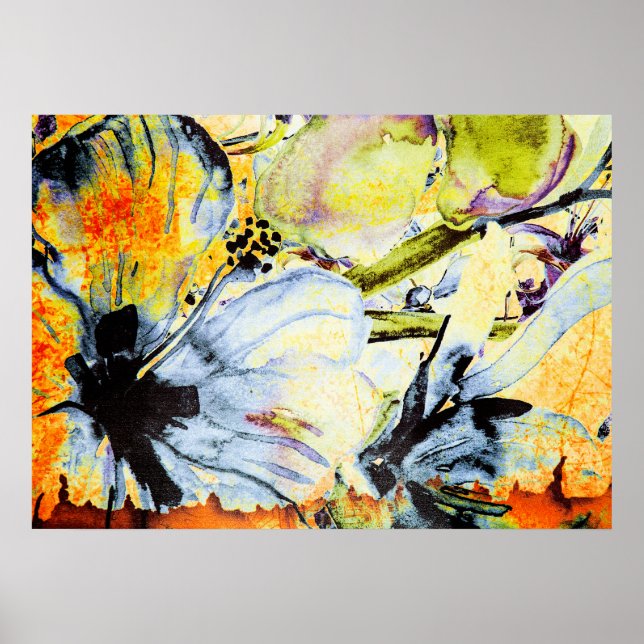 Blue, orange and green Abstract Poster (Front)