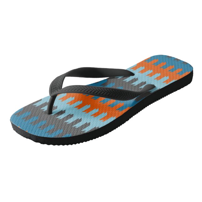 Blue Orange and Grey Geometric Thongs (Angled)