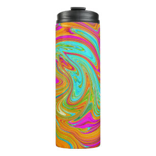 Blue, Orange and Hot Pink Groovy Abstract Retro Thermal Tumbler